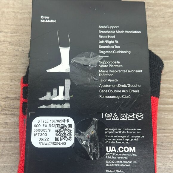 NWT UnderArmour UA Team Unisex Cushioned Crew Socks Size M/L (Red) - Picture 11 of 12
